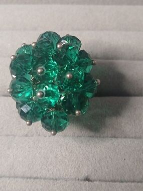 Emerald Cluster Cocktail Ring — Sparkling Green Crystal Statement